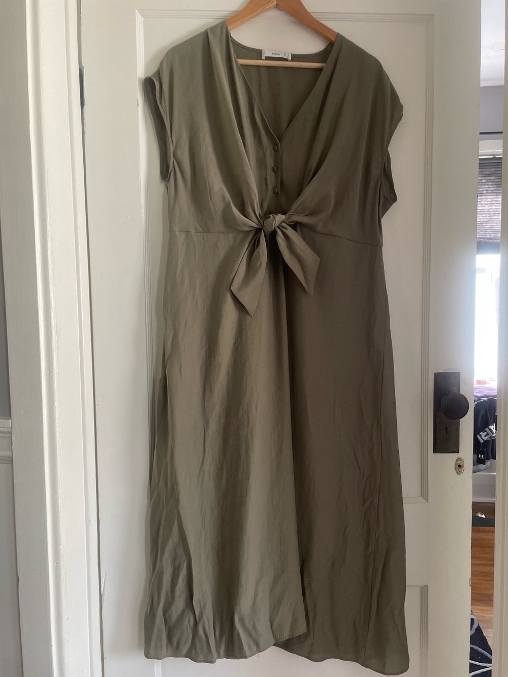 Mango Marte modal-blend khaki midi dress-Size 10 - Picture 3 of 9